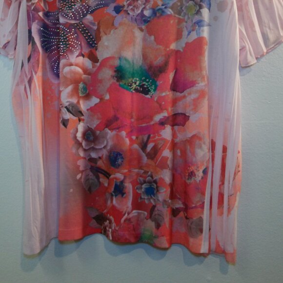 Peach and Pink floral sublimation tunic top Size 3X - Picture 2 of 10